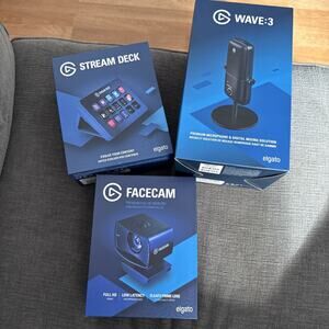 Elgato Bundle! Includes 15 Key stream deck, Wave 3 Microphone And HD Facecam